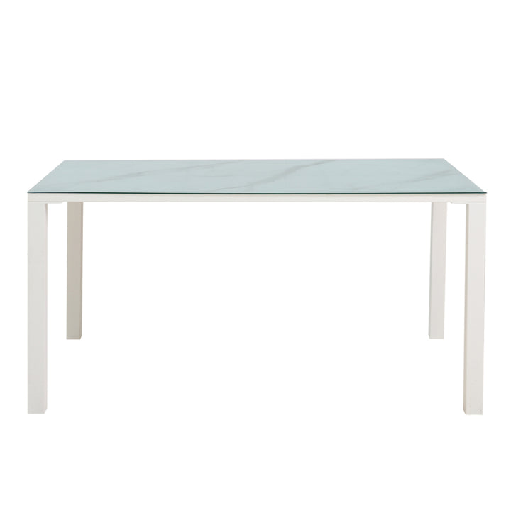 ダイニングテーブル幅135cmガラス天板大理石調CLAVIER