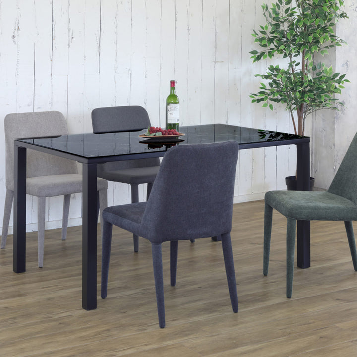 ダイニングテーブル幅135cmガラス天板大理石調CLAVIER