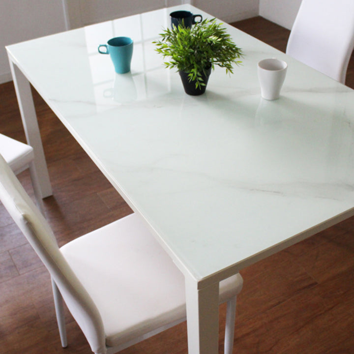 ダイニングテーブル幅135cmガラス天板大理石調CLAVIER