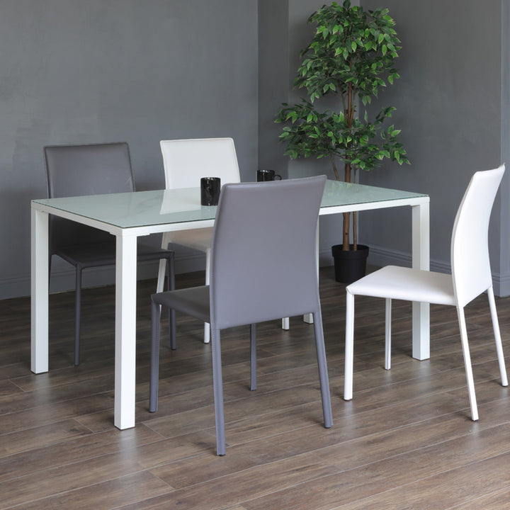 ダイニングテーブル幅135cmガラス天板大理石調CLAVIER