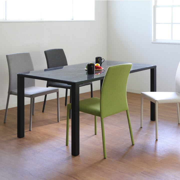 ダイニングテーブル幅135cmガラス天板大理石調CLAVIER