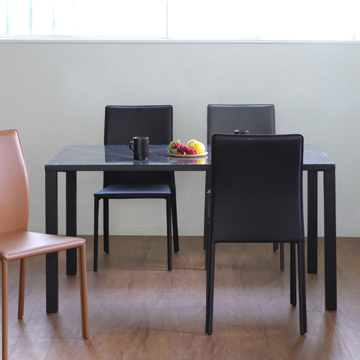 ダイニングテーブル幅135cmガラス天板大理石調CLAVIER