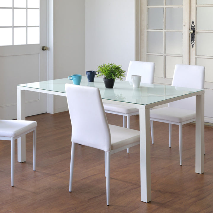 ダイニングテーブル幅135cmガラス天板大理石調CLAVIER