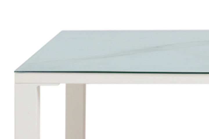 ダイニングテーブル幅135cmガラス天板大理石調CLAVIER