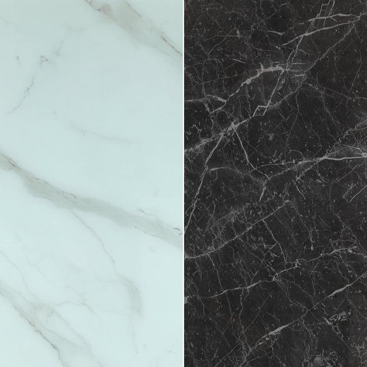 ダイニングテーブル幅135cmガラス天板大理石調CLAVIER