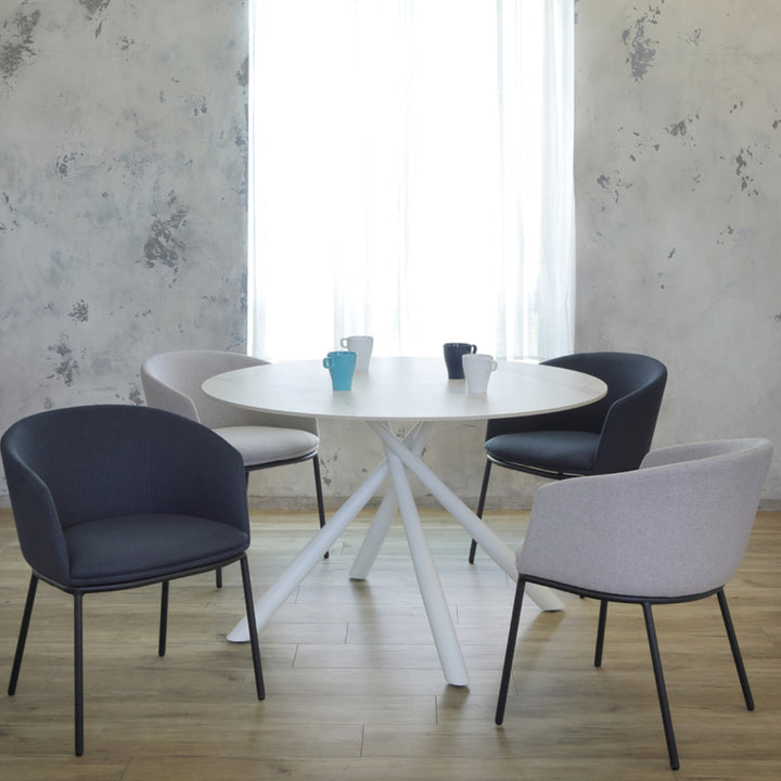 ダイニングテーブル直径117cm円形大理石調COBBLEラウンドテーブル