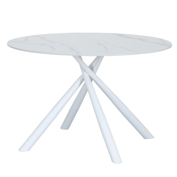 ダイニングテーブル直径117cm円形大理石調COBBLEラウンドテーブル