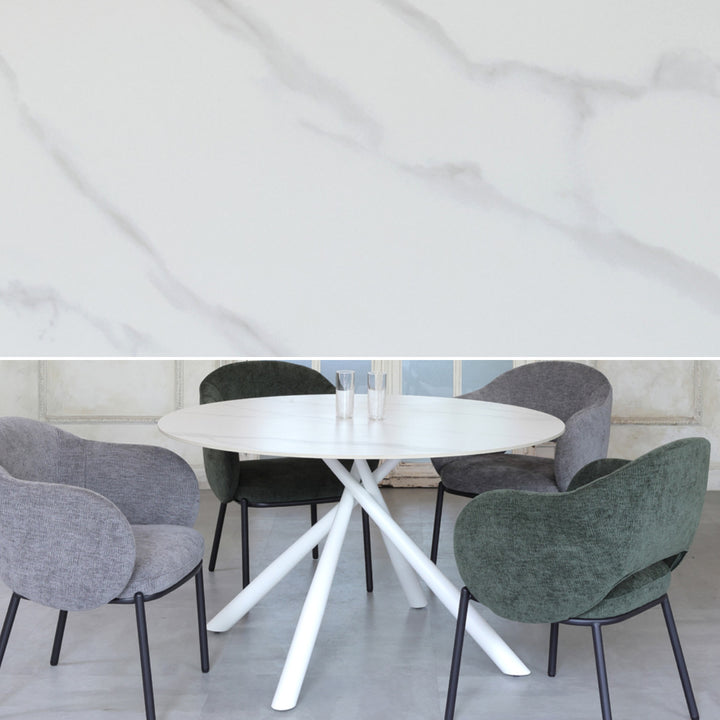 ダイニングテーブル直径117cm円形大理石調COBBLEラウンドテーブル