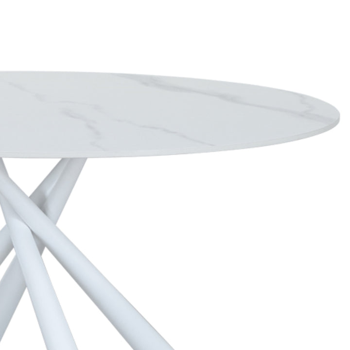 ダイニングテーブル直径117cm円形大理石調COBBLEラウンドテーブル