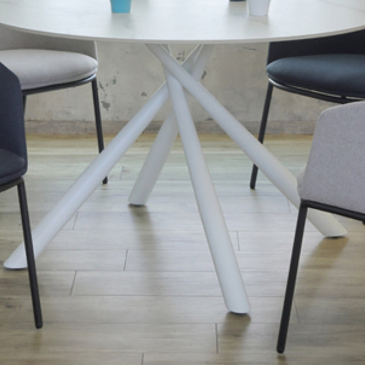 ダイニングテーブル直径117cm円形大理石調COBBLEラウンドテーブル