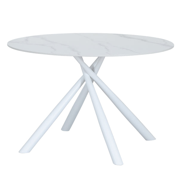 ダイニングテーブル直径117cm円形大理石調COBBLEラウンドテーブル