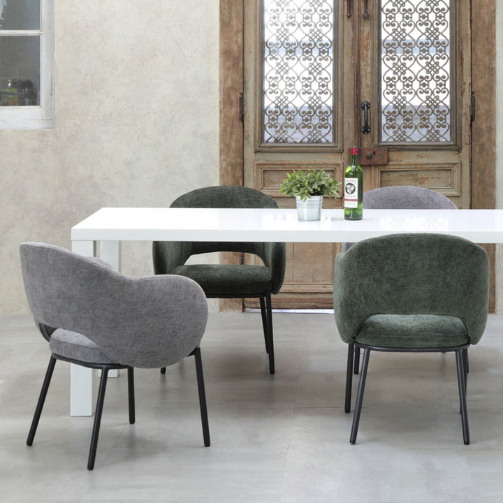 ダイニングチェア座面高43.5cmBALENA肘掛け付きファブリック