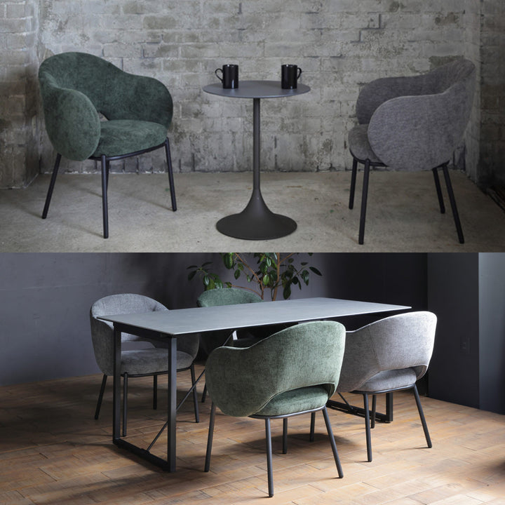 ダイニングチェア座面高43.5cmBALENA肘掛け付きファブリック