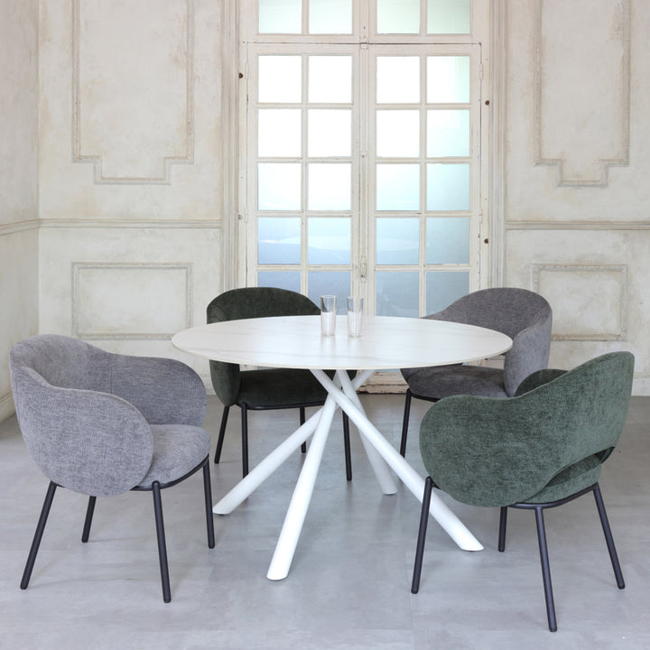 ダイニングチェア座面高43.5cmBALENA肘掛け付きファブリック