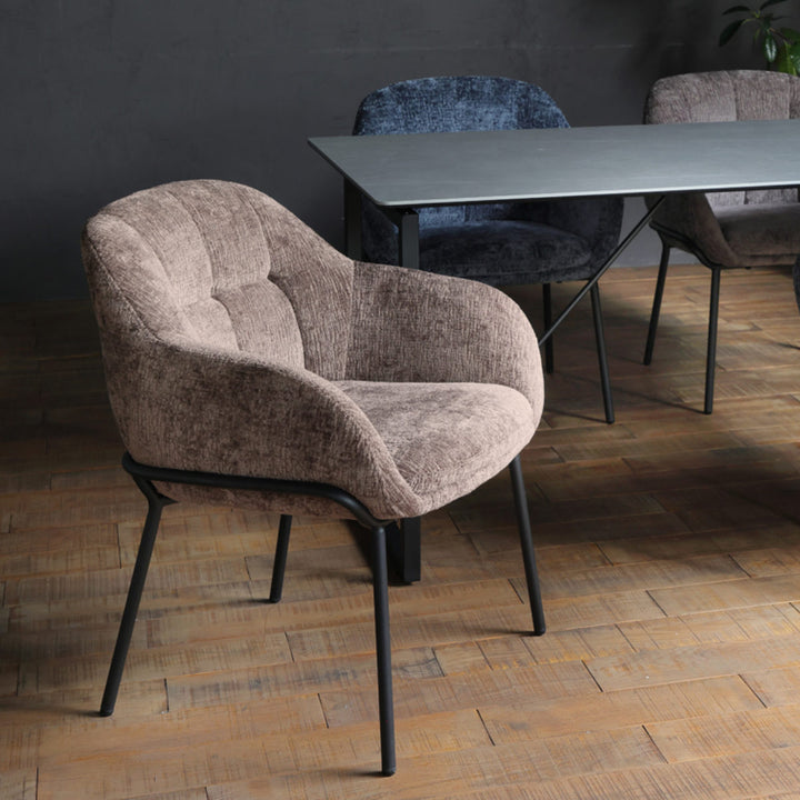 ダイニングチェア座面高45cmTRENCH肘掛け付きファブリック