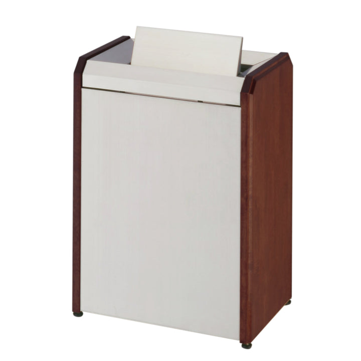 【法人限定】 業務用ゴミ箱 屋内用 クリンダスト フタ付 ステンレス/木製側板 65L