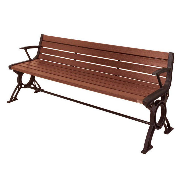 【法人限定】 業務用 屋外用木調ベンチ 肘付 180cｍ 3～4人掛け リサイクルベンチRB6