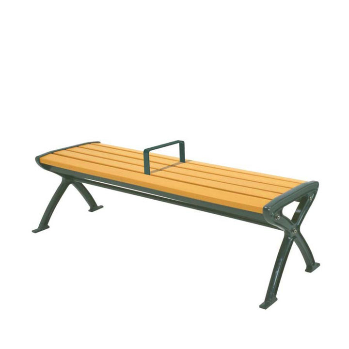 【法人限定】 業務用 屋外用木調ベンチ 手すり付き 背なしタイプ 152.5cm 2人掛け セパレートベンチSB1