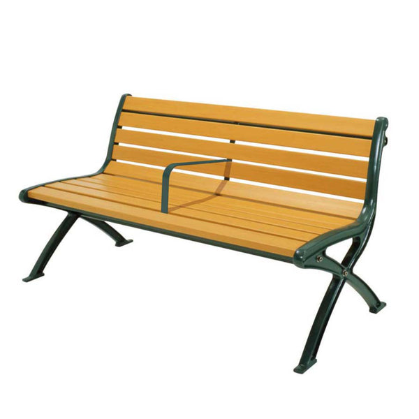 【法人限定】 業務用 屋外用木調ベンチ 手すり付き 肘なし背付きタイプ 152.5cm 2人掛け セパレートベンチSB1