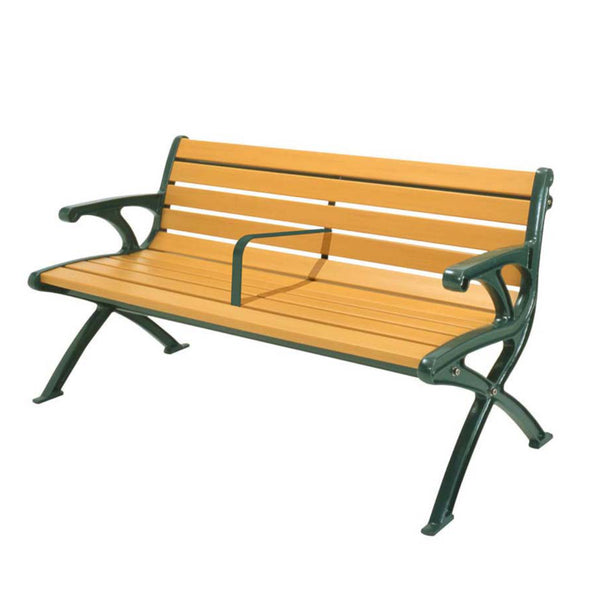 【法人限定】 業務用 屋外用木調ベンチ 手すり付 肘付背付きタイプ 152.5cm 2人掛け セパレートベンチSB1