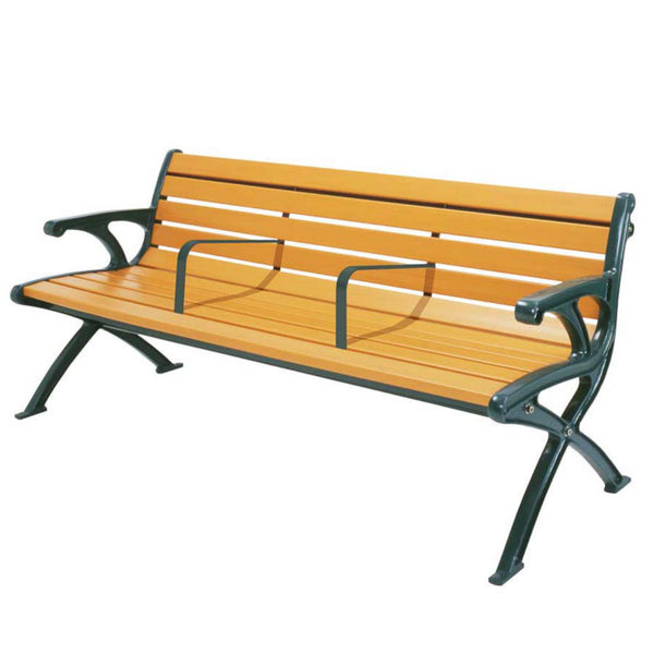 【法人限定】 業務用 屋外用木調ベンチ 手すり付 肘付背付きタイプ 182.5cm 3人掛け セパレートベンチSB1