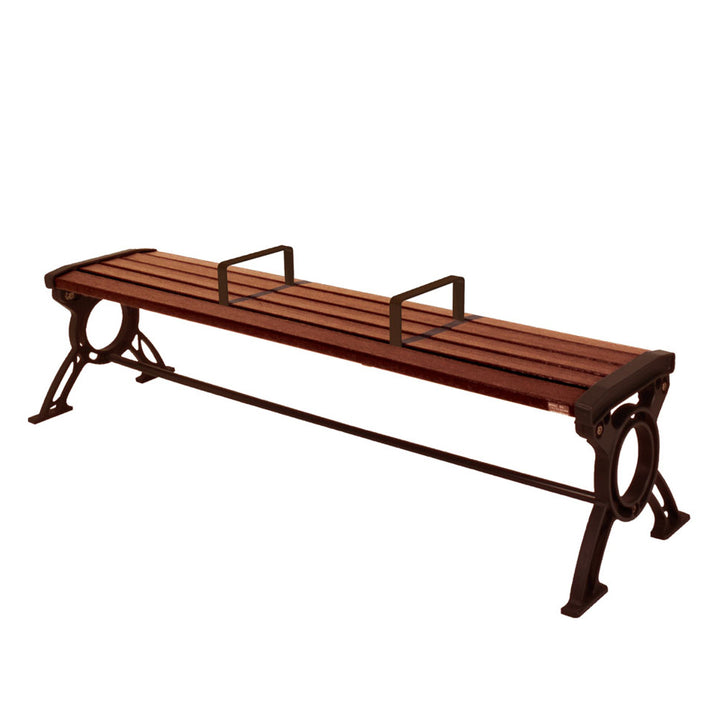 【法人限定】 業務用 屋外用木調ベンチ 手すり付 背なしタイプ 180cm 3人掛け セパレートベンチSB6