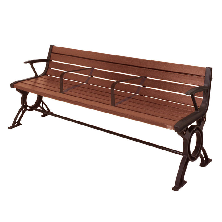 【法人限定】 業務用 屋外用木調ベンチ 手すり付 肘付背付きタイプ 180cm 3人掛け セパレートベンチSB6