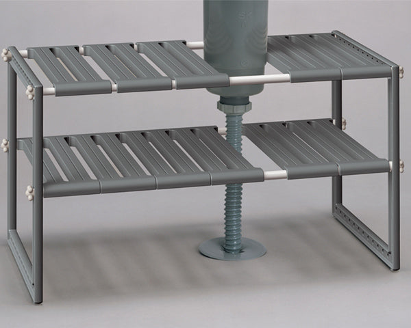 シンク下収納伸縮式2段ワイド排水管をよけて設置できる収納ラック奥行40cmリサイクル素材