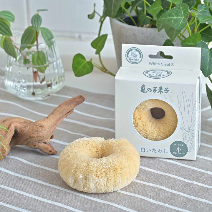 キッチンタワシ亀の子束子白いたわしサイザル麻小