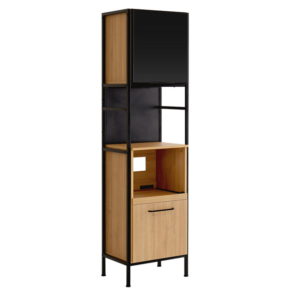 食器棚幅49.5cmマグネット収納スリムスライド棚可動棚2口コンセント付き