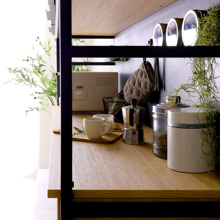 ゴミ箱上ラック幅136cmヴィンテージ調スライド棚可動棚マグネット収納