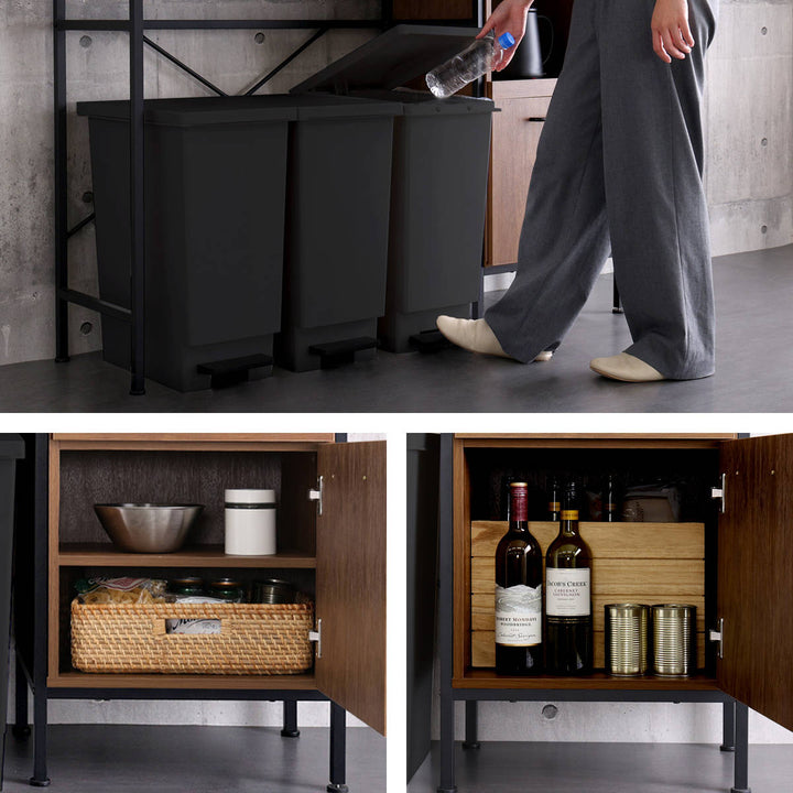 ゴミ箱上ラック幅136cmヴィンテージ調スライド棚可動棚マグネット収納