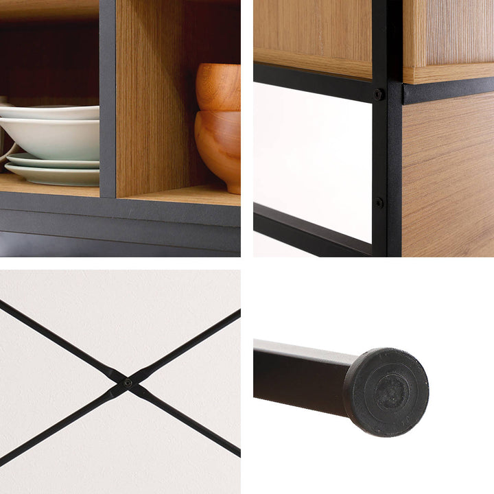 ゴミ箱上ラック幅136cmヴィンテージ調スライド棚可動棚マグネット収納