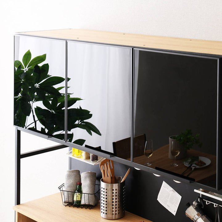 ゴミ箱上ラック幅136cmヴィンテージ調スライド棚可動棚マグネット収納