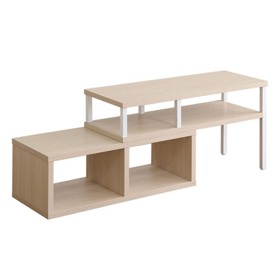 テレビ台 幅75～135cm 木目調 伸縮 収納棚 オープンデッキ コーナー