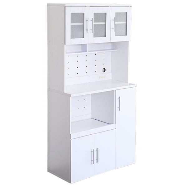 食器棚幅90cm2口コンセント付きスライド棚可動棚調味料収納