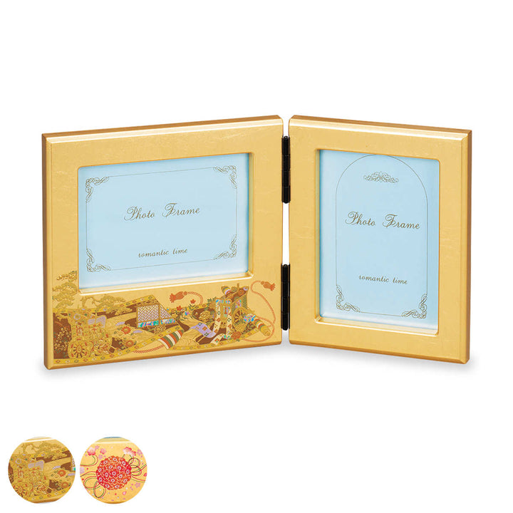 フォトフレームダブルフォトフレーム箔工芸山中塗