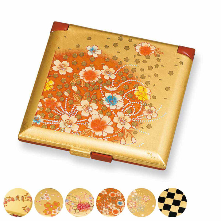 コンパクトミラー角コンパクトミラー箔工芸山中塗和風