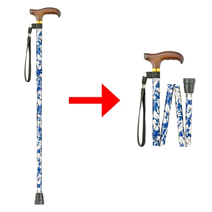 杖ステッキ折りたたみ杖SKステッキ青花アルミ製FS-80BL