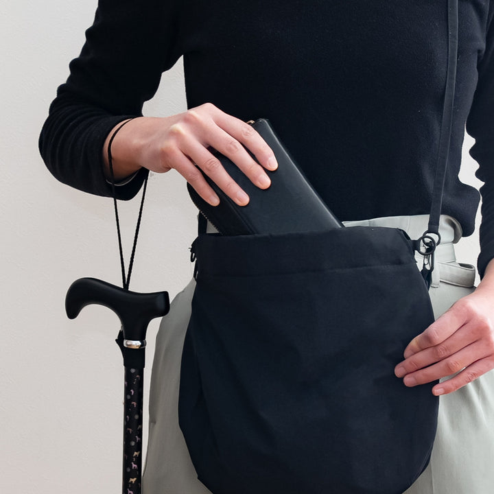 杖伸縮タイプ犬柄ステッキ伸縮杖ブラックアルミ製