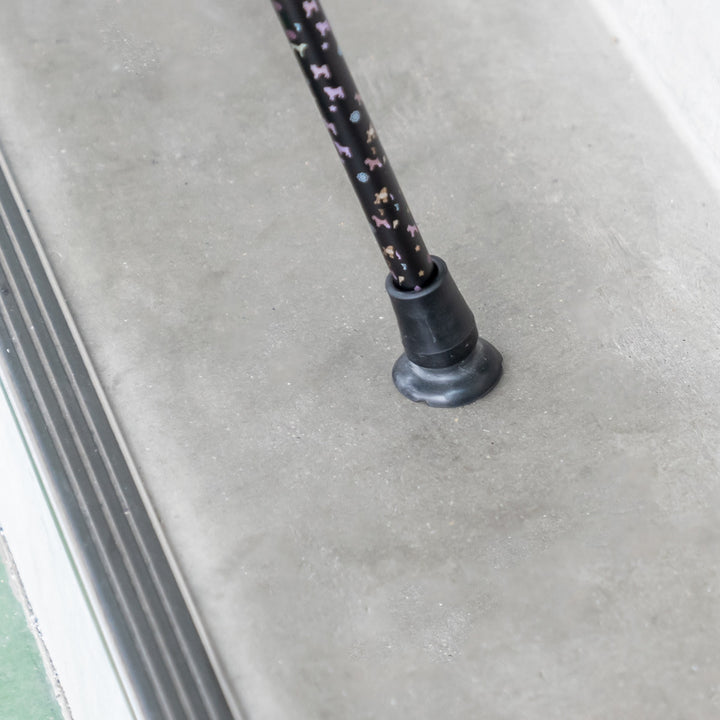 杖伸縮タイプ犬柄ステッキ伸縮杖ブラックアルミ製