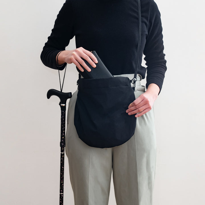 杖折りたたみ犬柄ステッキブラックアルミ製