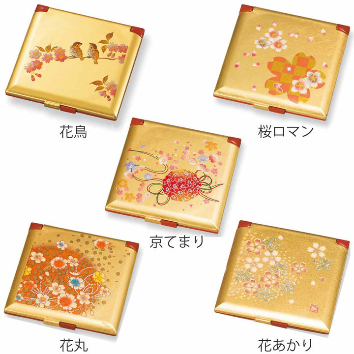 コンパクトミラー角コンパクトミラー箔工芸山中塗和風