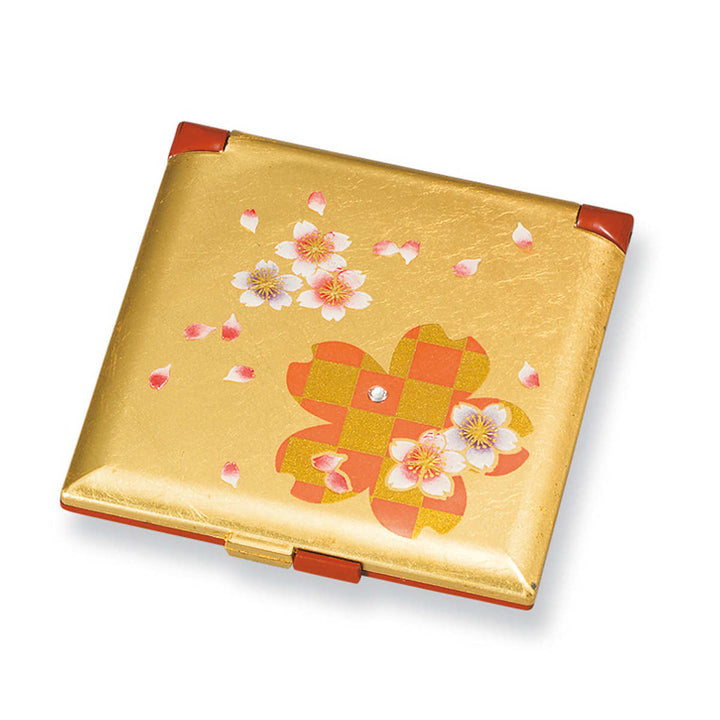 コンパクトミラー角コンパクトミラー箔工芸山中塗和風