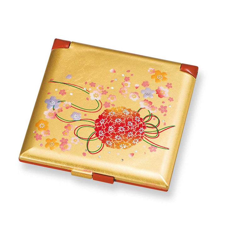 コンパクトミラー角コンパクトミラー箔工芸山中塗和風