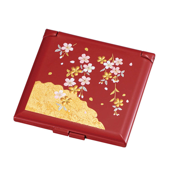 コンパクトミラー角コンパクトミラー箔工芸祥雲桜山中塗和風