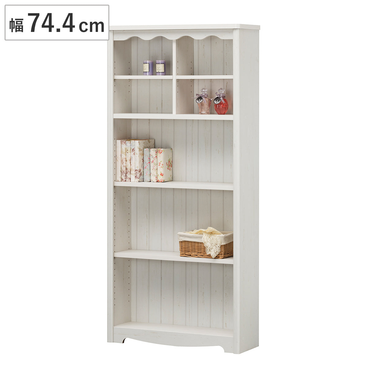 オープンラック 幅74.4cm 5段 モンシェリーヌ 白家具 木製 – ハウジー