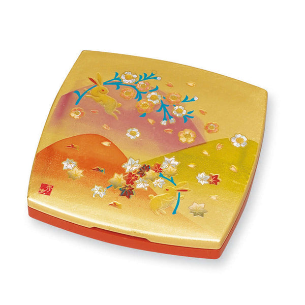 コンパクトミラー胴張ポケットミラー箔工芸明日香山中塗和風