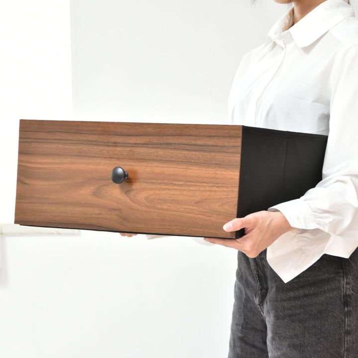 チェスト2段幅102cm木目調リバーシブル天板付き脚付き