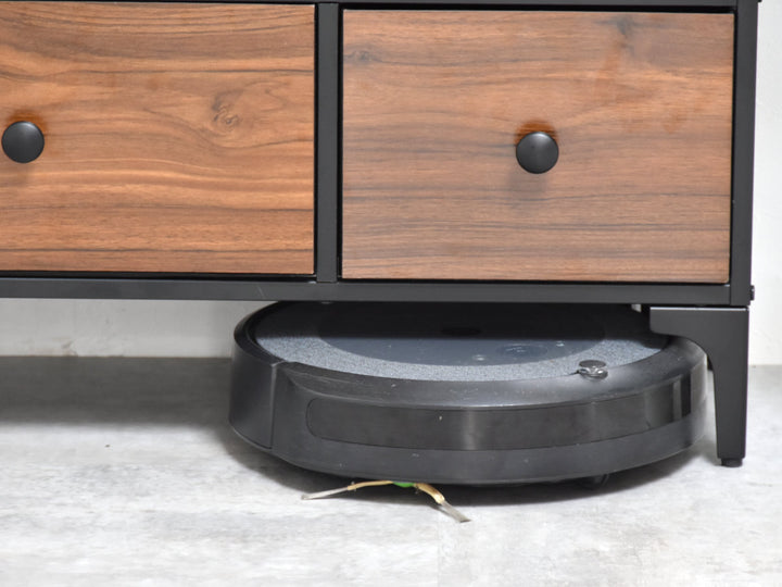 チェスト2段幅102cm木目調リバーシブル天板付き脚付き